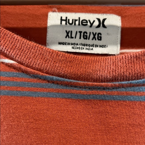 Hurley Red and Tan Striped Tees set of two. - Picture 5 of 6
